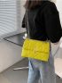 Neon-Yellow Quilted Flap Square Bag