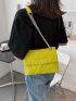 Neon-Yellow Quilted Flap Square Bag