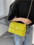 Neon-Yellow Quilted Flap Square Bag