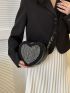 Mini Rhinestone Decor Heart Design Novelty Bag