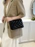 Quilted Pattern Crossbody Bag Black Square Bag