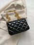 Quilted Pattern Crossbody Bag Black Square Bag