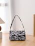 Mini Zebra Striped Pattern Baguette Bag