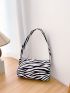 Mini Zebra Striped Pattern Baguette Bag