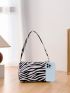 Mini Zebra Striped Pattern Baguette Bag