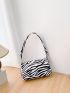 Mini Zebra Striped Pattern Baguette Bag