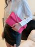 Neon Pink Crossbody Bag With Chain Decor Funky Style