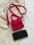 Mini Neon-pink Crocodile Embossed Flap Square Bag