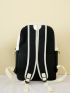 4pcs Letter Graphic Two Tone Functional Backpack Set