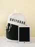 4pcs Letter Graphic Two Tone Functional Backpack Set