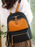 Two Tone Zip Front Classic Backpack