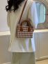 Houndstooth Pattern Double Handle Square Bag