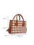 Houndstooth Pattern Double Handle Square Bag