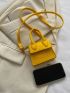 Mini Neon-yellow Geometric Embossed Flap Square Bag