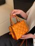 Mini Neon Orange Heart Quilted Square Bag