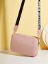 Mini Letter Print Crossbody Bag Pink Square Bag for Women