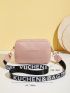 Mini Letter Print Crossbody Bag Pink Square Bag for Women