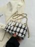 Mini Plaid Pattern Chain Bucket Bag