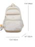 Letter Patch Decor Functional Backpack With Bag Charm