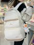 Letter Patch Decor Functional Backpack With Bag Charm