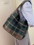 Plaid Pattern Hobo Bag