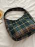 Plaid Pattern Hobo Bag