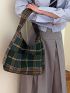 Plaid Pattern Hobo Bag