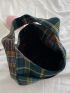 Plaid Pattern Hobo Bag