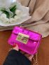 Mini Neon Pink Crocodile Embossed Flap Chain Square Bag