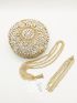 Mini Rhinestone Decor Chain Circle Bag