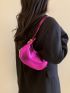 Neon Pink Snakeskin Embossed Hobo Bag