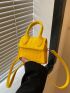 Mini Neon-yellow Geometric Embossed Flap Square Bag