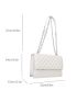 Quilted Square Bag Flap White For Daily Work