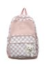 Checkered Print Letter Patch & Cartoon Bear Decor Classic Backpack