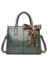 Crocodile Embossed Bow Decor Square Bag