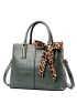 Crocodile Embossed Bow Decor Square Bag