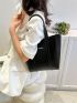 Letter Graphic Shoulder Tote Bag PU