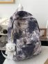 Colorblock Letter Patch Functional Backpack With Bag Charm