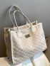 Checkered Pattern Shoulder Tote Bag