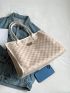 Checkered Pattern Shoulder Tote Bag