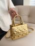 Mini Metallic Square Bag Heart Pattern Double Handle