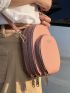 Mini Pink Circle Bag Letter Print Pocket Front For Spring