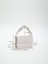Mini Letter Detail Satchel Bag White Square Bag
