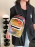 Holographic Pocket Front Functional Backpack, Clear Bag