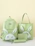 4pcs Cartoon Rabbit Decor Backpack Set