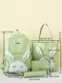 4pcs Cartoon Rabbit Decor Backpack Set