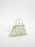 Cartoon Graphic Kiss Lock Chain Satchel Bag