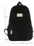 Letter Patch Decor Corduroy Functional Backpack