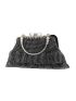 Mini Rhinestone & Bow Decor Ruffle Design Chain Evening Bag