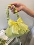 Bow Decor Chain Ruched Bag